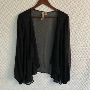 Eyeshadow Black Sheer Long Sleeve Open Sweater Woman's Size 1X